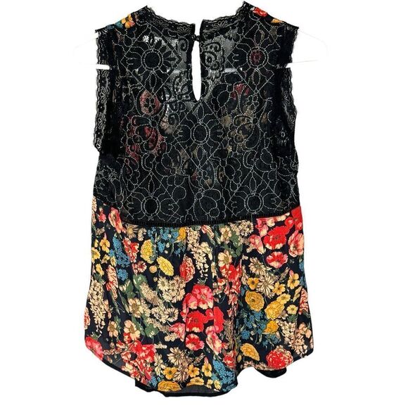 NWT Hazel Black‎ Floral Lace Trim Sleeveless Dressy Tank Top Size XS - Picture 2 of 7